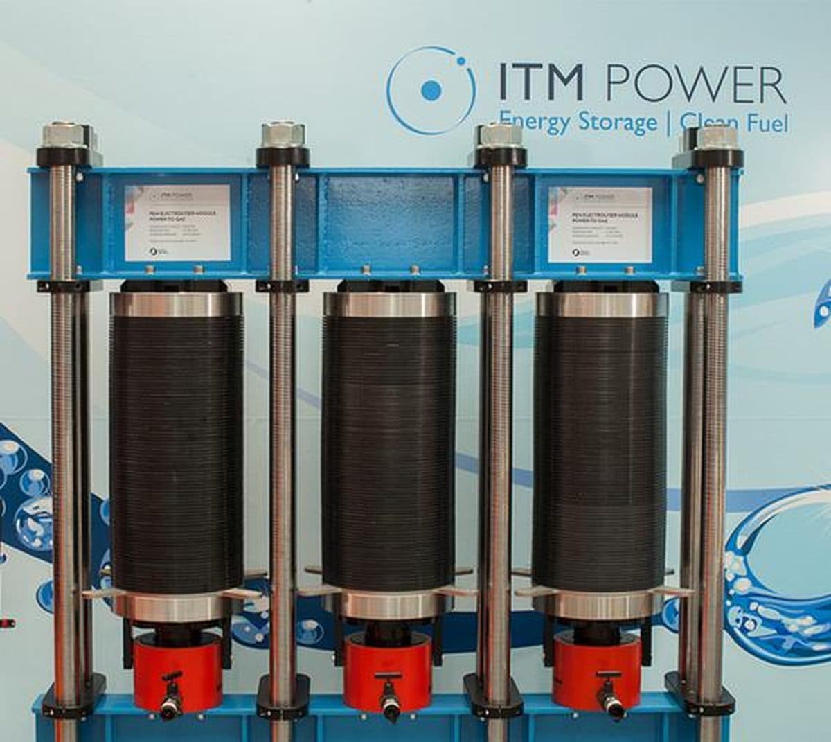 ITM Power Alpha electrolyser stacks inside a green hydrogen production facility