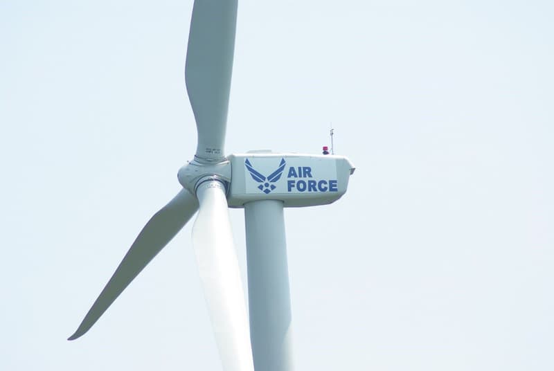 Close-up of a wind turbine