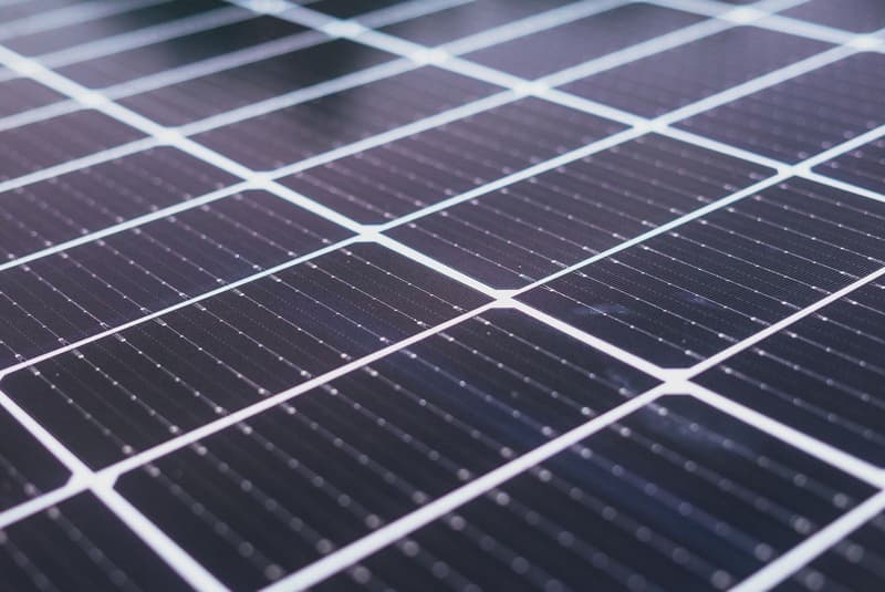 Close-up view of photovoltaic solar panels