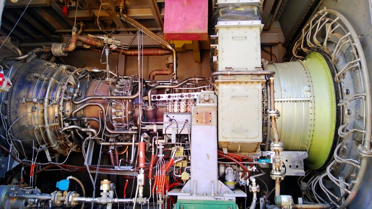 Industrial gas turbine equipment at a power plant