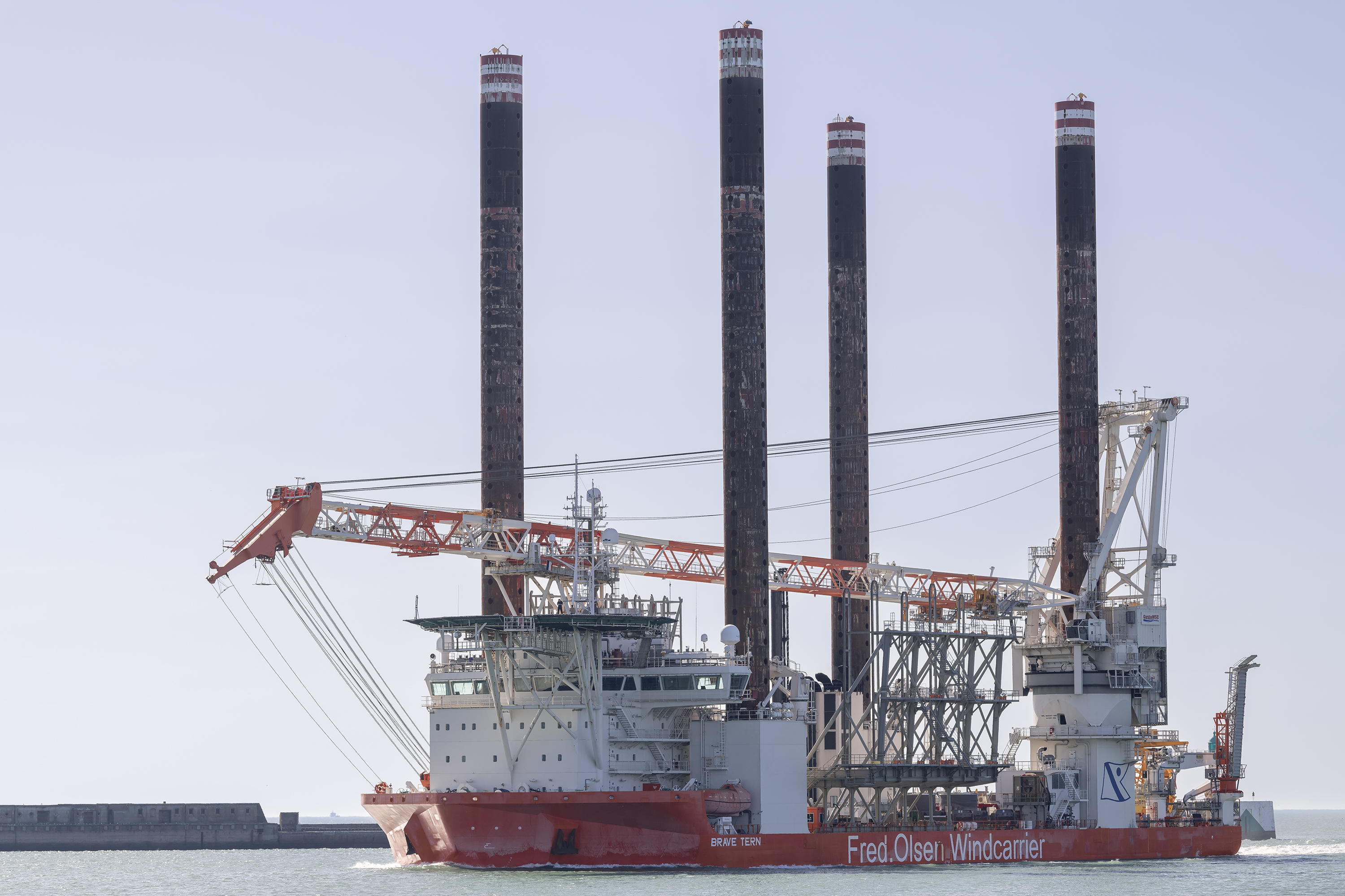 The offshore wind turbine installation vessel Brave Tern at sea (illustrative image; not a Revolution Wind vessel)